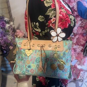 Dooney & Bourke Blue and Tan Shoulder Bag